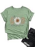 Christian Shirts for Women Faith Religious Sayings T Shirt Vintage Bible Verse Inspirational Short Sleeve Tee Tops