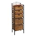 5 Drawer Storage Unit w/ Wicker Baskets - Versatile Tower - Wrought Iron Frame