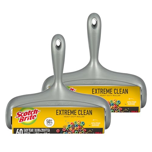 Deal: Scotch-Brite 50% Stickier Large Surface Lint Roller, Works Great On Pet Hair, 60 Sheets (Pack of 2)