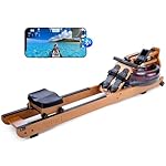 Water Rowing Machine for Home Use, Foldable Rower Machine with Dedicated Monitor & Bluetooth App, Upgraded Handle, Adjustable Footpad, Tablet Holder Water Rowing Machine