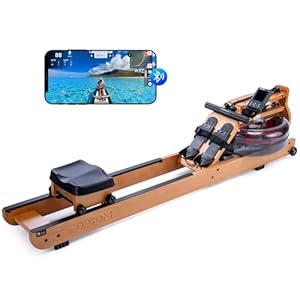 Water Rowing Machine for Home Use, Foldable Rower Machine with Dedicated Monitor & Bluetooth App, Upgraded Handle, Adjustable Footpad, Tablet Holder Water Rowing Machine