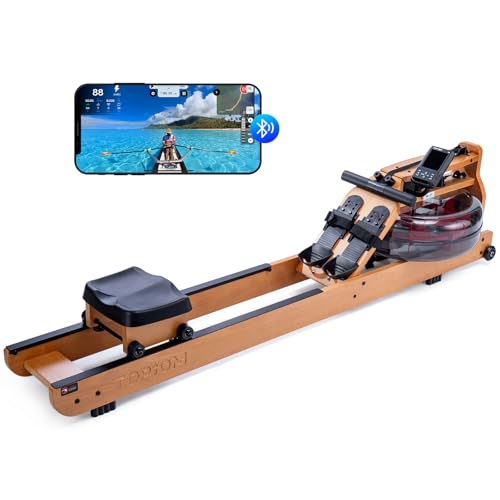 Water Rowing Machine for Home Use, Foldable Rower Machine with Dedicated Monitor & Bluetooth App, Upgraded Handle, Adjustable Footpad, Tablet Holder Water Rowing Machine