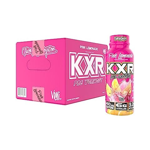VMI Sports KXR High Stimulant Pre-Workout Energy Ready to Drink 400mg Caffeine, 6g Citrulline, 3.2g Beta-Alanine | Delicious – Convenient – Powerful | 12.5 oz Bottles (Pink Lemonade, 12 Bottles) Cover