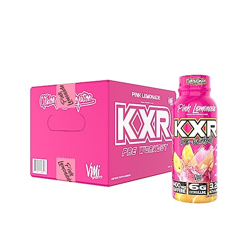 Image of VMI Sports KXR High Stimulant Pre-Workout Energy Ready to Drink 400mg Caffeine, 6g Citrulline, 3.2g Beta-Alanine | Delicious - Convenient - Powerful | 12.5 oz Bottles (Pink Lemonade, 12 Bottles)