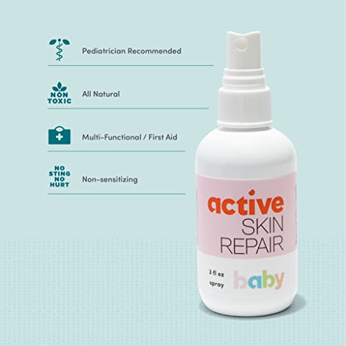 Active Skin Repair Natural, Non-Toxic, No Sting Baby Spray First Aid Safe For Use On Diaper Rash, Baby Acne, Eczema, Cuts, Wounds, Scrapes, And Other Skin Irritations (3 Oz. Spray) #TOP2