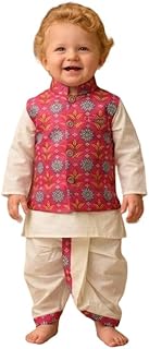 A.T.U.N. (ALL THINGS UBER NICE) Baby Boys Ethnic Kurta Dhoti Set with Printed Nehru Jacket | Traditional Indian Festive Cl...