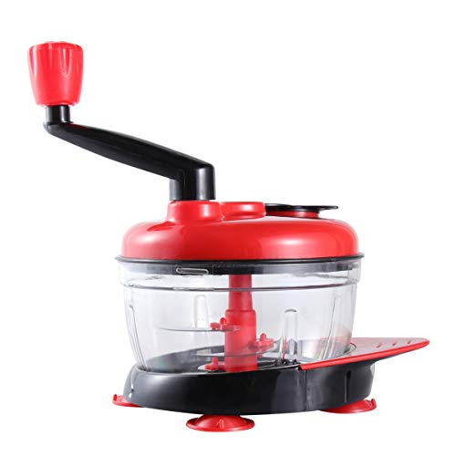 Preisvergleich Produktbild BESTONZON Multifunktionsküchenmaschine Fleischwolf Manueller Chopper Gemüse Handbetriebener Crank Mixer (Rot)