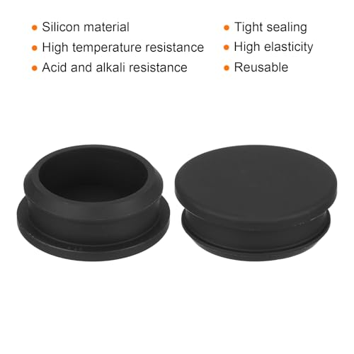 Image of MECCANIXITY Silicone Snap in Locking Hole Plugs,Rubber Panel Seal Cover Flush Type Panel Round for Kitchen Rubber Bulkheads Waterproof Sealing Plugs 36.6mm /1.44 Inch Diameter Black,Pack of 4