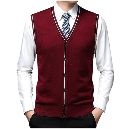 Dgoopd Sweater Vest for Men Button Down V Neck Sweater Sleeveless Knited Sweaters Lightweight Casual Fall Sweaters Vests