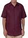 Squish Cuban Style Guayabera Shirt/Burgundy Red