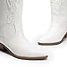 DREAM PAIRS Women's Cowboy Boots Mid Calf Cowgirl Boots Embroidery Stitched Western Boots,Size 8,White-Pu,DWUMMB2419