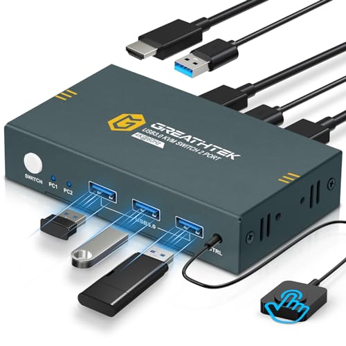 USB 3.0 conmutador KVM HDMI 2 puertos 4K@60Hz, conmutadores KVM