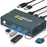 Commutateur KVM USB 3.0 HDMI 2 Port 4K@60Hz, Commutateur KVM pour 2 PC 1 Moniteur Avec 3 ports USB3.0, HDMI2.0, HDCP2.2, support de la fonction EDID, Inclus 2 câbles USB 3.0
