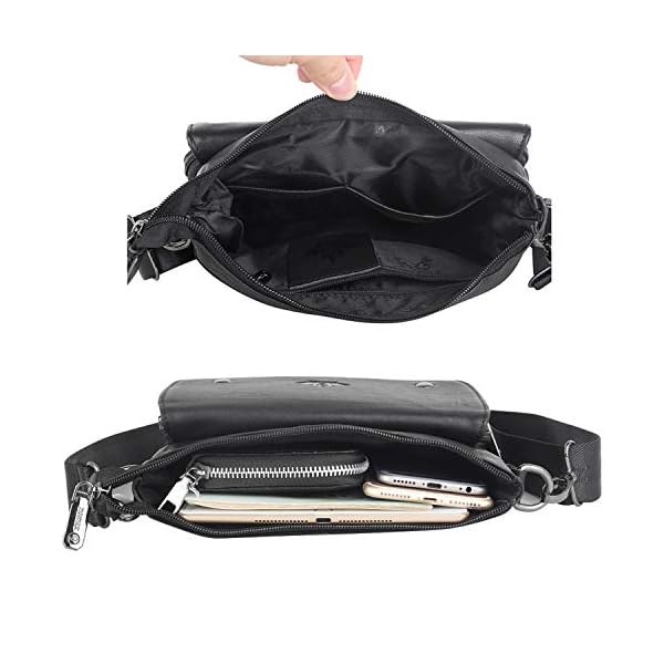 ZZNICK Genuine Leather Messenger Bag, Sling Bag Crossbody Shoulder Bags for Travel Work Business (Black-2303) - Image 8