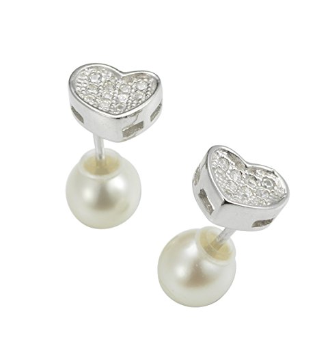 Preisvergleich Produktbild Adriana Damen-Ohrstecker Doubleface 2015 925 Silber rhodiniert Zirkonia Süßwasser-Zuchtperle Weiß - ADO1