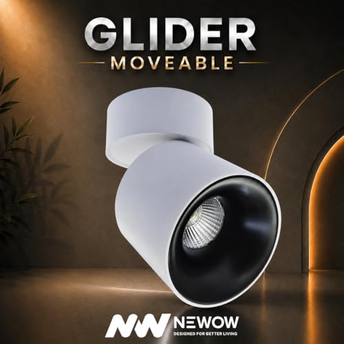 Image of NW 7W Glider SF Moveable White with Black Aluminium 360 Degree Adjustable Cylindrical Shape LED Surface Light | COB Light | Wall Light | Spot Light | Light Color- Warm White (Pack of 1)