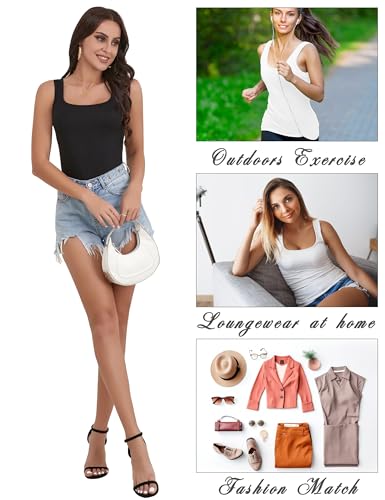 Image of BQTQ 5 Pack Women's Tank Tops Square Neck Sleeveless Ladies Tank Top Undershirts