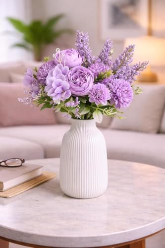 Image of SATYAM KRAFT 1 Pcs Artificial Multiflora Flower Roses Fake Sticks Bunch Decorative Items for Home Decor, Bouquets, Bedroom, Living Room, Wedding, Festive Decor (Without Vase)