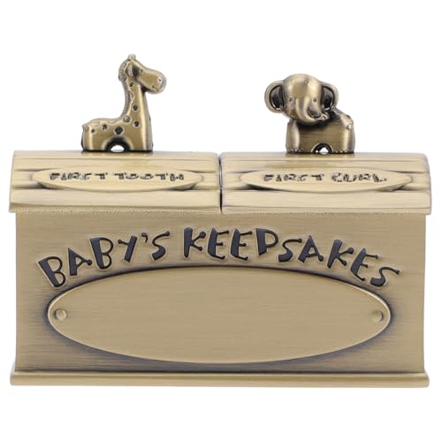 MAJORMENCH Erinnerungsbox aus Metall für Ersten Zahn und Babyhaare Leichte Aufbewahrungsbox mit Tiermotiv Kleiner Behälter für Jungen und Mädchen