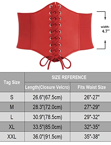 Avidlove Women Waspie Corset Belt Lace Up Waist Belt Leather Gothic Corset Belt Red M #TOP6