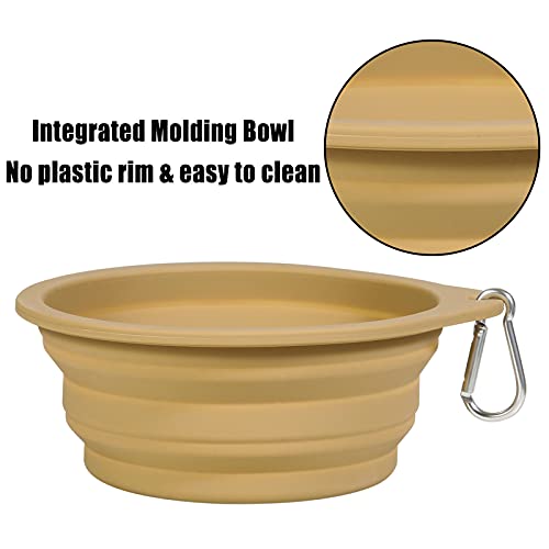 SLSON 2 Pack Hond Inklapbare Bowl Grote Draagbare Hond Bowl Huisdier Voeding Bowl Hond Voeding Water Bowl Huisdier Reizen Bowl met karabijnhaak voor huisdier Binnen en Outdoor Activiteit (Navy + Khaki) - Afbeelding 5