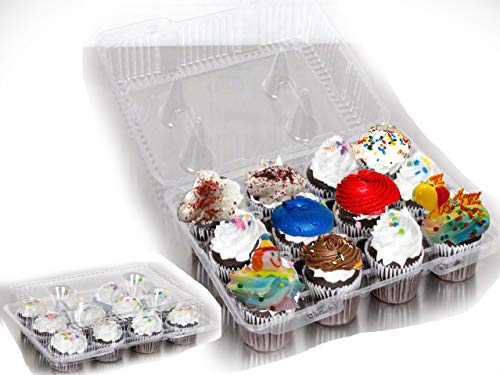 Pizety Case Of 100 12 Compartment Cupcake Container With Hinged Lid Clear 12 Cavity Cupcake Container Disposable Plastic Cupcake Boxes 12 Compartment Cupcake Containers thumb #3