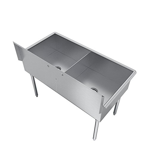 Elkay 2 Compartment Professional Grade Commercial Kitchen Stainless Steel Sink, 18"W x 21"L x 12"D - Thumbnail 3