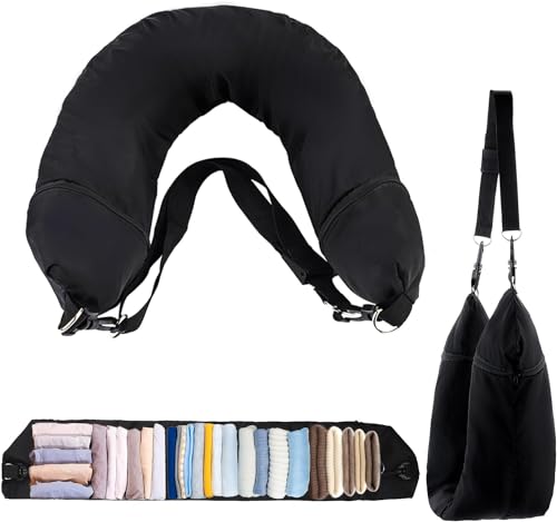 Lulttihy Cuscino Da Viaggio Da Riempire Con Cappuccio, In Velluto Morbido Con Vestiti, Taglia Collo...