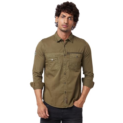 Image of Spykar Men's Regular Fit N /A Full Sleeve Printed Casual Shirts
