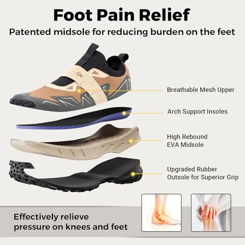 Image of FitVille Men's Extra Wide Slip On Shoes Comfortable Orthopedic Hiking Sneakers with Arch Support Slip Resistant Trekking Walking Shoes for Travel Camping