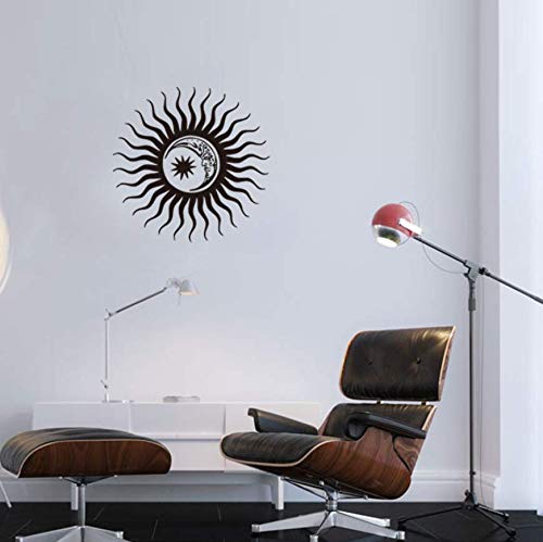 Wangyy Moon Star Sunlight Vinyl Wall Decal Home Decor Living Room Bedroom Art Wallpaper Removable Wall Stickers 57X57 cm Black