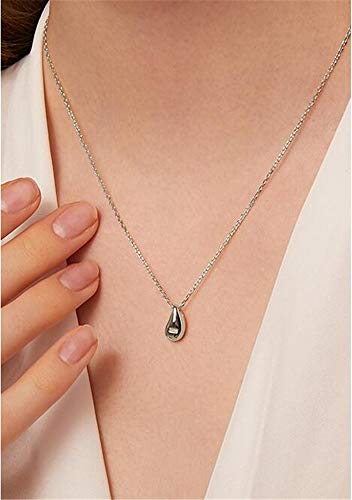 Dainty Teardrop Necklace for Women Girls Sterling Silver Minimalist Simple Tiny Oval Bead Beans Pear-Shaped Pendant Choker BFF Necklace Fashion Adjustable Chain 18" Jewelry Wedding Birthday Gift2