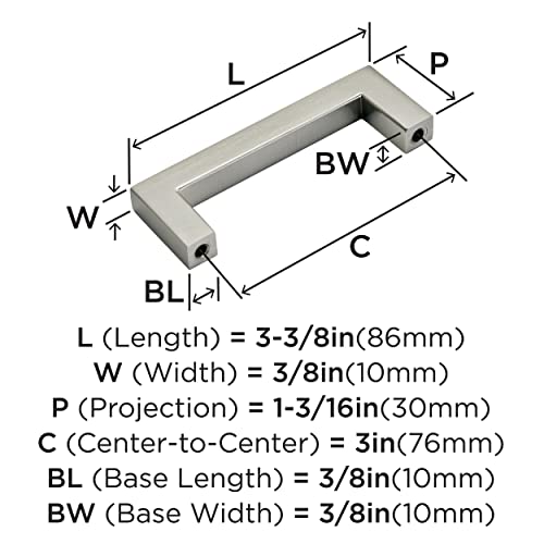 Image of Amerock | Cabinet Pull | Satin Nickel | 3 inch (76 mm) Center to Center | Monument | 2 Pack | Drawer Pull | Drawer Handle | Cabinet Hardware