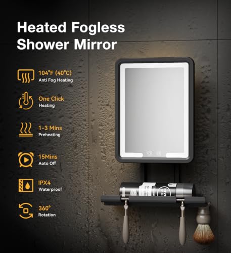 Quick Clear Shower Mirror Fogless for Shaving with Light Electric Heated No Water Needed - image 3