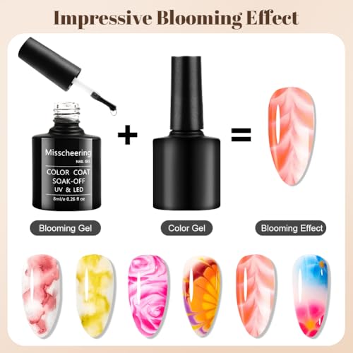 LOPHE Przezroczysty żel kwitnący, marmurowy lakier do paznokci, 8 ml Soak Off UV LED lakier żelowy do rozprzestrzeniania się, odpowiedni dla początkujących i salonów paznokci