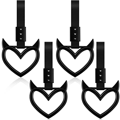 Image of 4 Pieces Heart Handle Keychains Car Accessory Heart Hand Strap Drift Charm for Car Interior Exterior Decoration(Black,Devil)