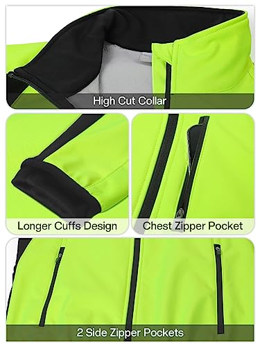 BERGRISAR Chaqueta Ciclismo Hombre Invierno Polar Termica Impermeable Cortavientos de MTB Bicicleta con 6 Bolsillos Verde XL - imagen 4