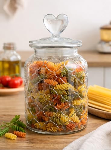 Image of bellemax 800ML Clear Glass Storage Jar With Air Tight Glass Lids- Airtight Food Jars Glass Kitchen Containers For Pantry, Pickle Jar, Sugar Pasta Cereal Flour Sugar Storage Jar (BM-07, Set of 2)
