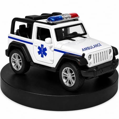 Image of Amisha Gift Gallery Diecast Ambulance Jeep Toy Car for Kids | Pull Back Action, Emergency Vehicle, Openable Doors, Mini Metal Model Car for Boys & Girls