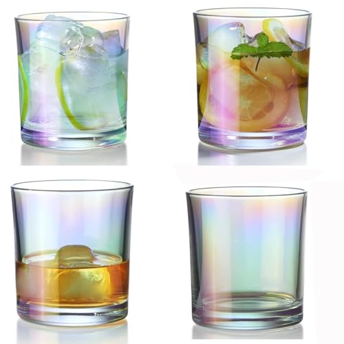 KING CRYSTAL Set of 4 Crystal Trumbler Glass | 12 oz Drinking Glasses | Drinkware Kitchen Glasses for Cocktail, Iced Coffee, Beer, Ice Tea, Whiskey, Water, Drinking Glasses | Dishwasher Safe.