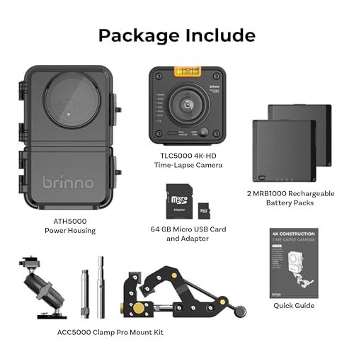 Image of Brinno BCC5000 4K WiFi Time Lapse Camera Bundle - Advanced Imaging Sensor, HDR, IP65 Housing, Mobile App, 6-Month Battery Life with Extended Slots Used, Bluetooth, Construction System