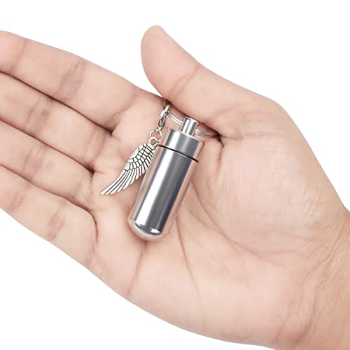 Belle Vous Silberner Asche Anhänger für Gedenken an Verstorbene (4 STK) 4,9 cm - Engels-Flügel Anhänger aus Aluminiumlegierung - Schlüssel- & Kettenanhänger zum Befüllen