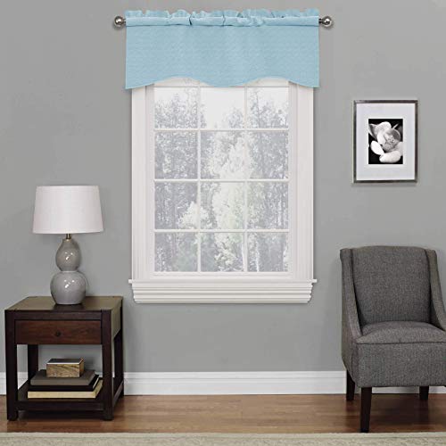 ECLIPSE Kendall Modern Scalloped Valance Rod Pocket Window Curtain for Kitchen or Bathroom, 42