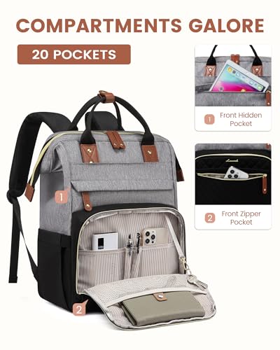 Image of LOVEVOOK Laptop Backpack for Women, 15.6'' Waterproof Nurse Bag Teacher Work Backpack Purse for Women, Travel Computer Backpack for College Office Business Ladies