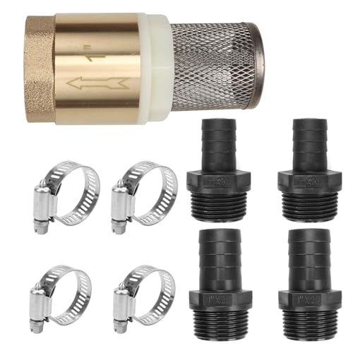 Fußventil, Saugkorb mit Rückschlagventil Messing Fußventil, 1 Zoll Saugfilter mit Rückflussstopp, Saugfilter mit Schlauchanschluss für Hausgarten Brunnenpumpe Pool