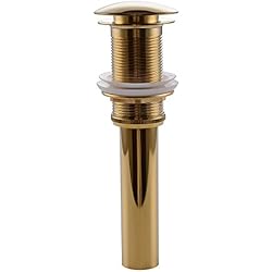Lebrillo Fregadero KUNGYO Fregadero para lavabo sin ranura Empujar para elevar Haga clic en Tapón para desecho Clack Tapón para desagüe sin desbordamiento Terminado (Oro)