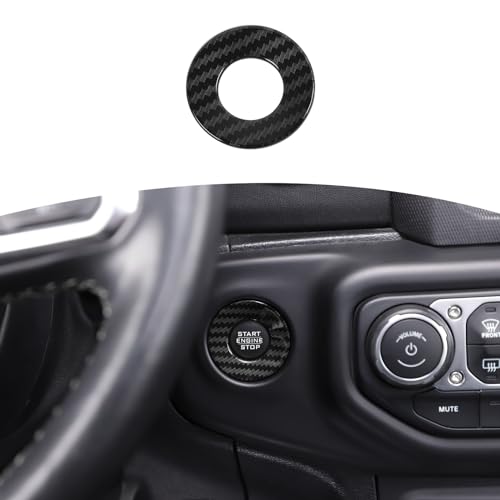 RT-TCZ for Jeep JL Push Start Stop Button Cover Trim Ring for Jeep Wrangler JL JLU 2018+ for Gladiator JT 2020+ Carbon Fiber Interior Accessories