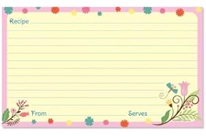 Blank Recipe Cards 3x5, Uncoated Spring Splendor Kitchen 50-Pack
