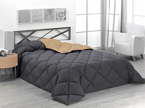 SABANALIA - Edredón nórdico de 400 g Reversible (Bicolor) | Relleno de Fibra Hueca Virgen Siliconada | Hipoalergénico | Válido para Cama de 180/200 cm (280x270), Color Arena y Gris