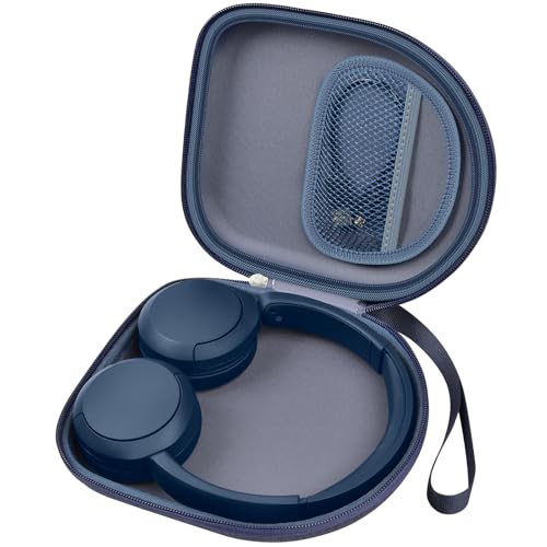casmilee Headphone Case Compatible with Sony WH-CH520 Wireless Headphones Bluetooth On-Ear Headset with Microphone, Over Ear Noise Cancelling Earphone Bag for USB Cable for Work- Black (Box Only) (Blue)